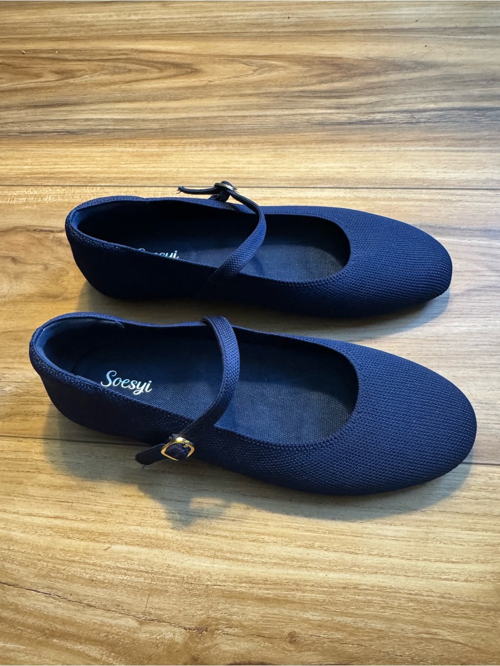 Navy Mary Jane Flats with Buckle Strap